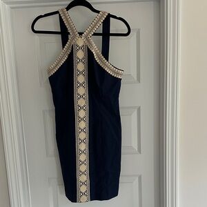 Lilly Pulitzer Navy and Cream Backless Dress